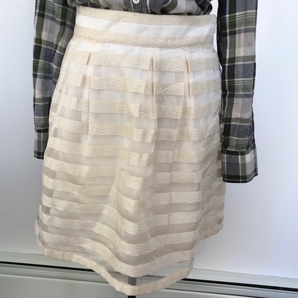 NWT Ann Taylor Striped Organza Overlay Mini Skirt - Picture 2 of 7